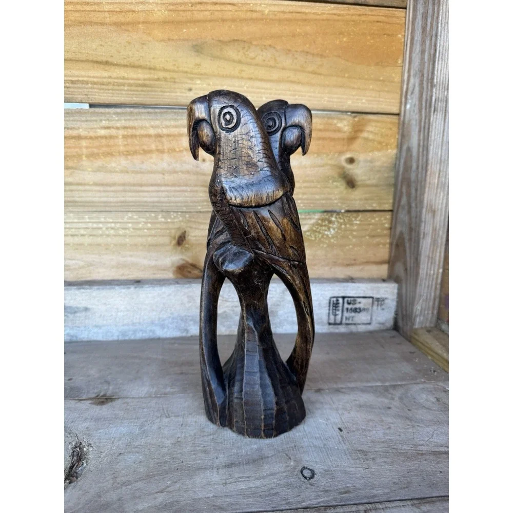Hand Carved Wooden Parrots Carving Folk Art Jamaican‎ Birds Jamaican Decor